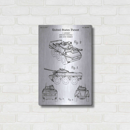 Luxe Metal Art 'Armored Vehicle Blueprint Patent White' Acrylic Glass Wall Art,16x24