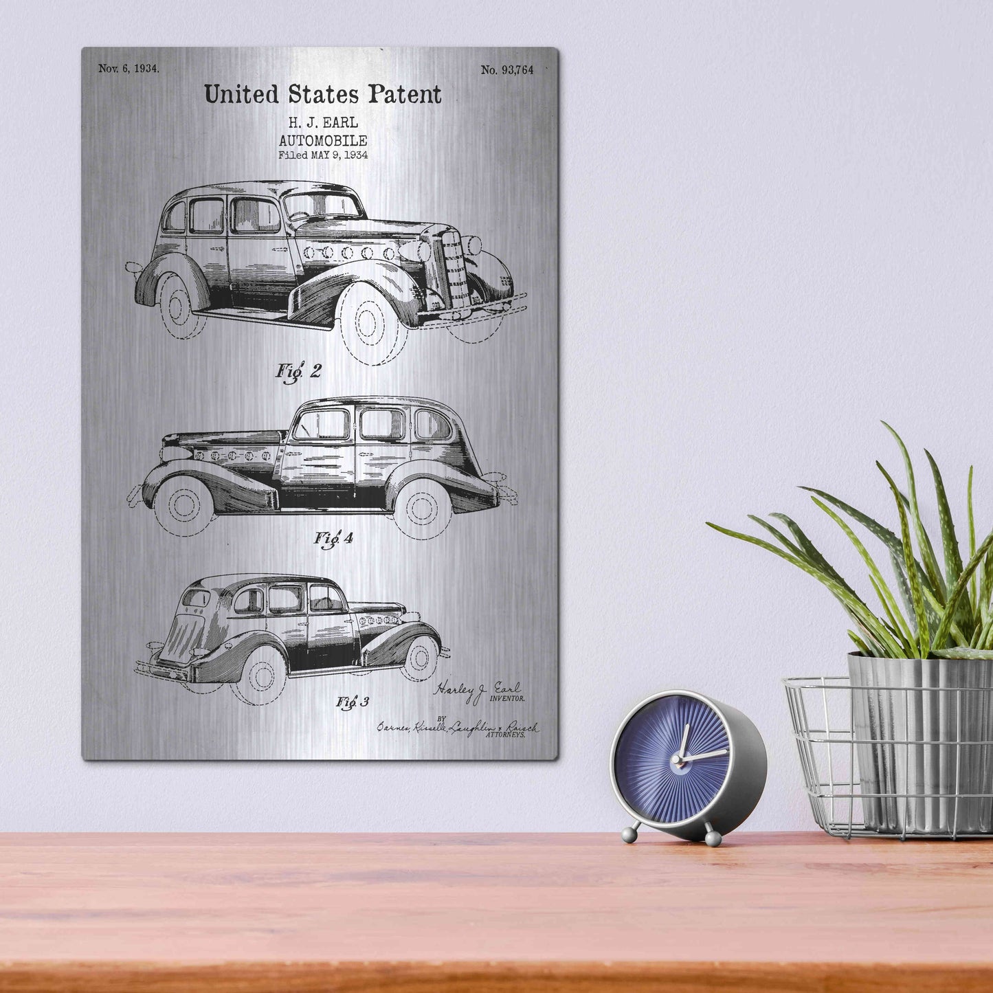 Luxe Metal Art 'Luxury Automobile Blueprint Patent White' Acrylic Glass Wall Art,12x16