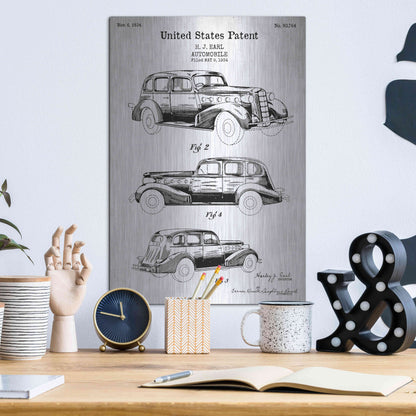 Luxe Metal Art 'Luxury Automobile Blueprint Patent White' Acrylic Glass Wall Art,12x16