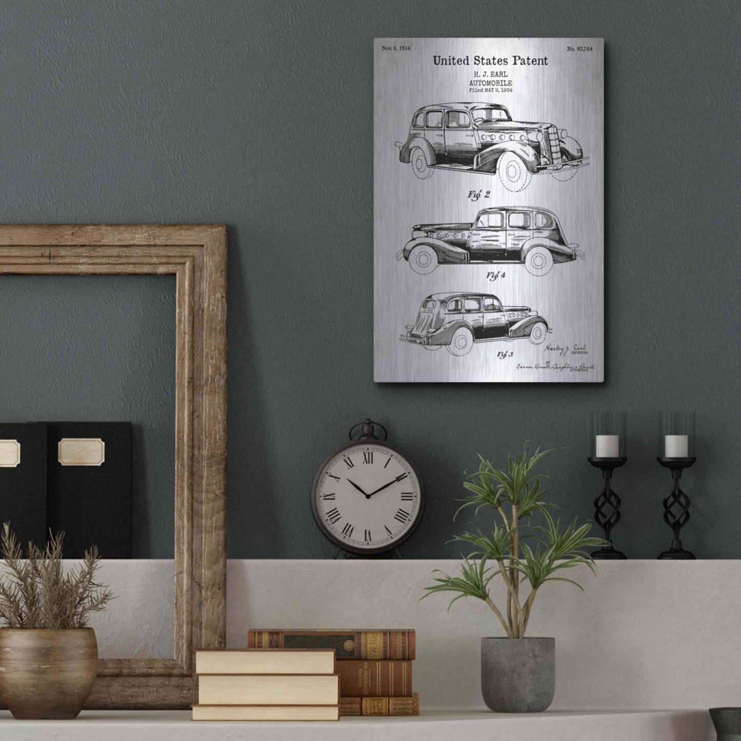 Luxe Metal Art 'Luxury Automobile Blueprint Patent White' Acrylic Glass Wall Art,12x16