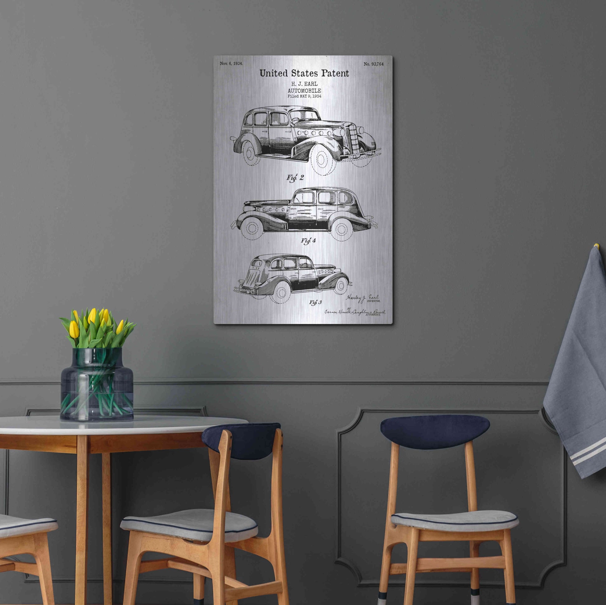 Luxe Metal Art 'Luxury Automobile Blueprint Patent White' Acrylic Glass Wall Art,24x36