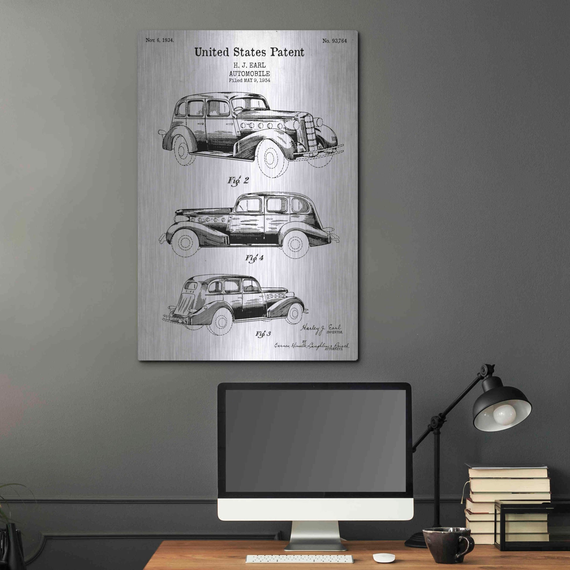 Luxe Metal Art 'Luxury Automobile Blueprint Patent White' Acrylic Glass Wall Art,24x36