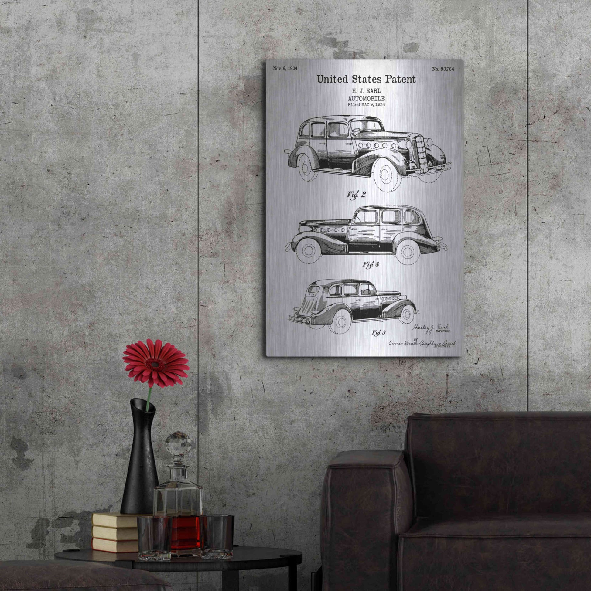 Luxe Metal Art 'Luxury Automobile Blueprint Patent White' Acrylic Glass Wall Art,24x36