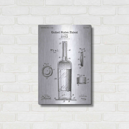 Luxe Metal Art 'Bottle Blueprint Patent White' Acrylic Glass Wall Art,16x24