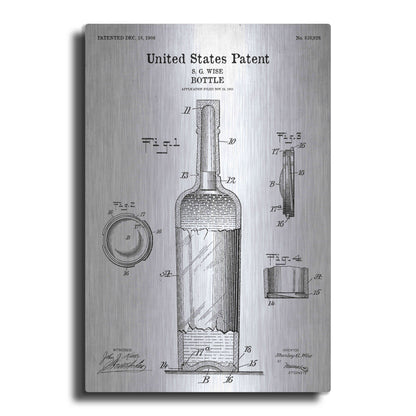 Luxe Metal Art 'Bottle Blueprint Patent White' Acrylic Glass Wall Art