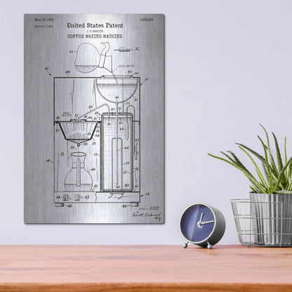 Luxe Metal Art 'Coffee Machine Blueprint Patent White' Acrylic Glass Wall Art,12x16