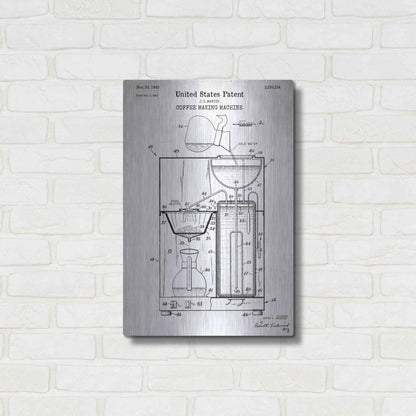 Luxe Metal Art 'Coffee Machine Blueprint Patent White' Acrylic Glass Wall Art,16x24