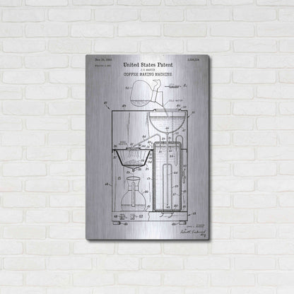 Luxe Metal Art 'Coffee Machine Blueprint Patent White' Acrylic Glass Wall Art,24x36