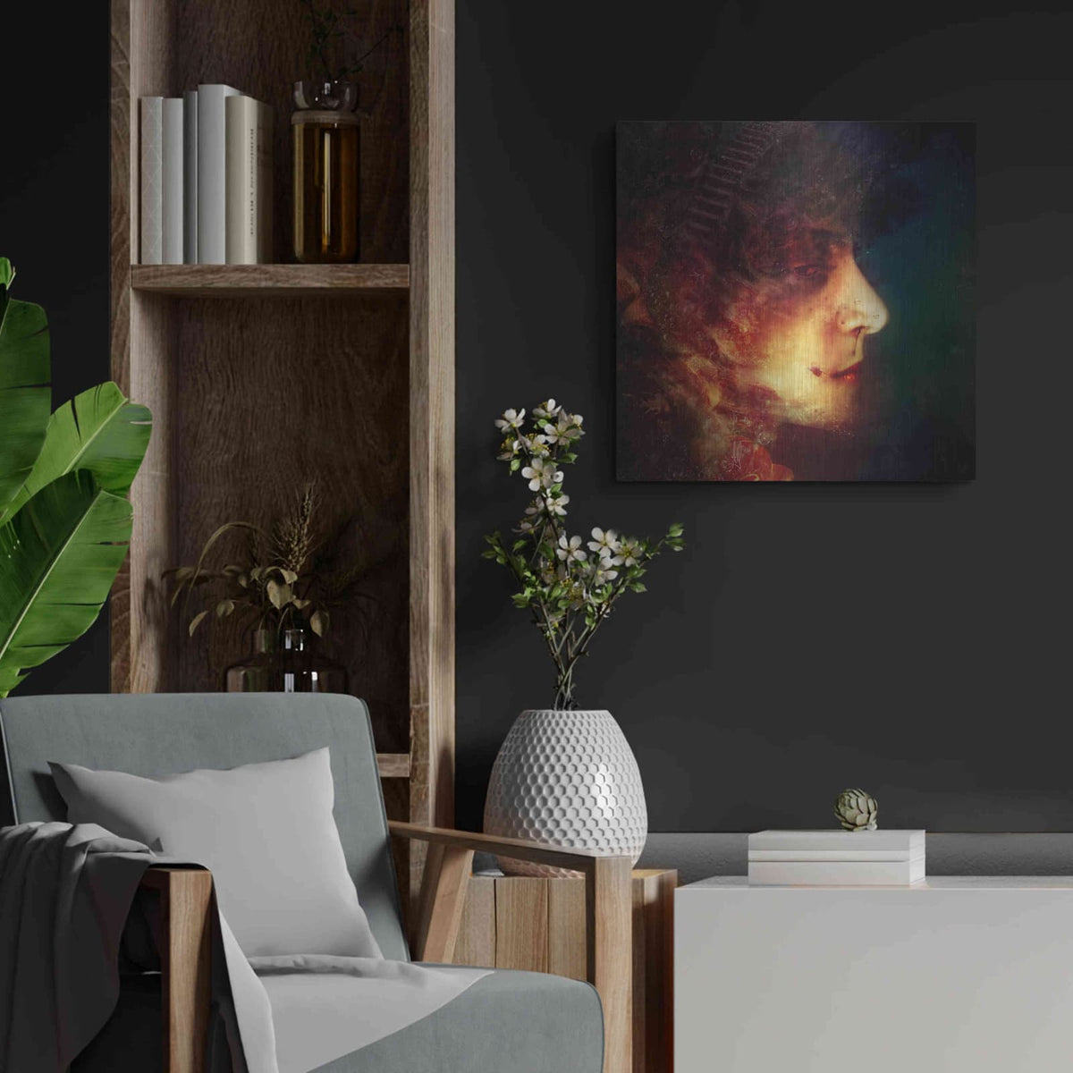 'A Moment of Doubt' by Mario Sanchez Nevado – Metal Wall Art, 24x24 room view