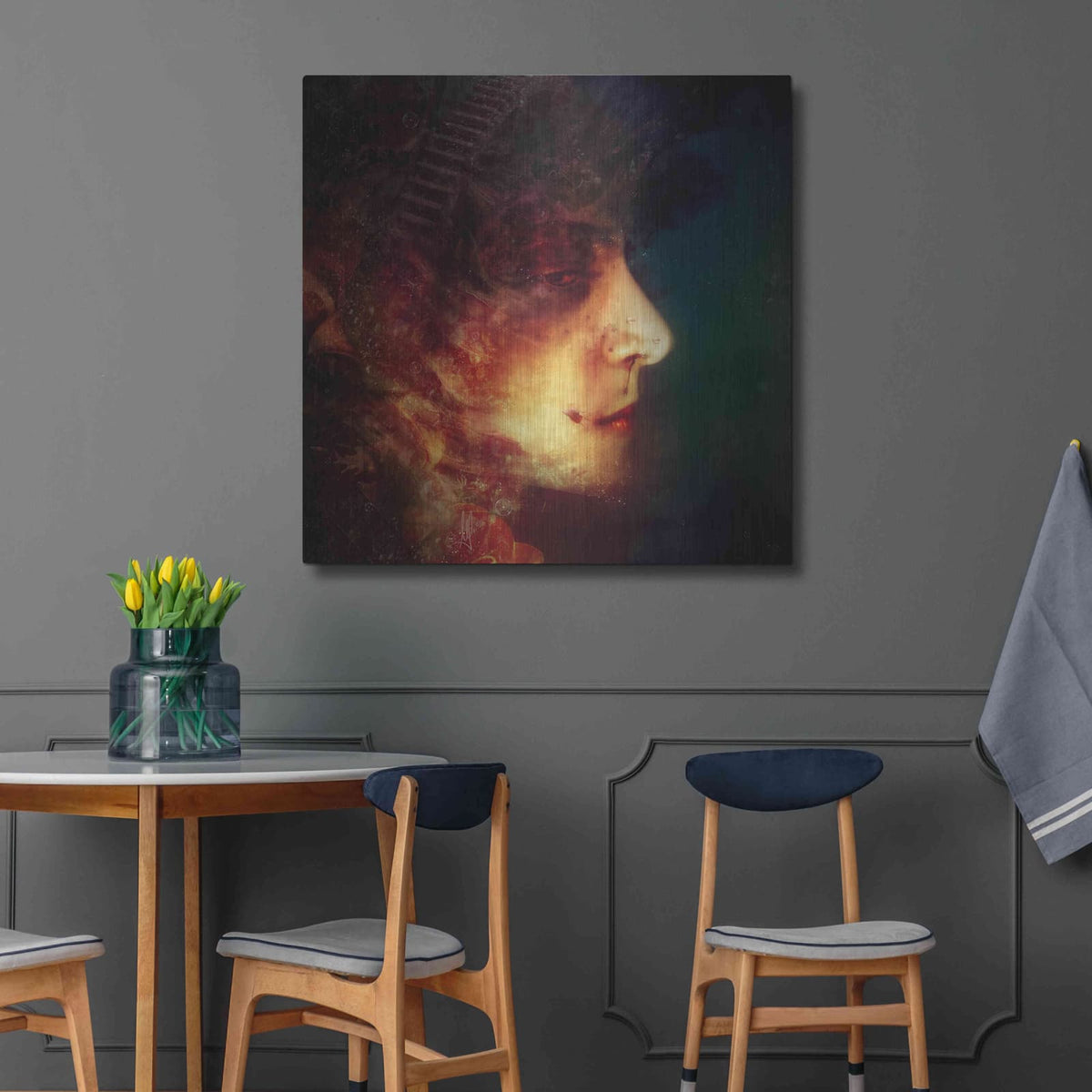 'A Moment of Doubt' by Mario Sanchez Nevado – Metal Wall Art, 36x36 room view