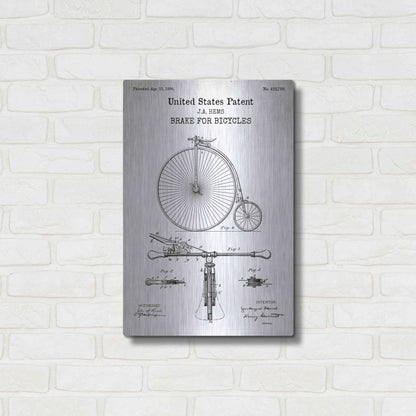 Luxe Metal Art 'Brake for Vintage Bicycle Blueprint Patent White' Acrylic Glass Wall Art,16x24