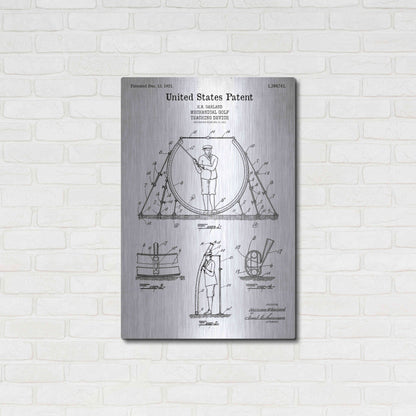 Luxe Metal Art 'Golf Teaching Device Blueprint Patent White' Acrylic Glass Wall Art,24x36