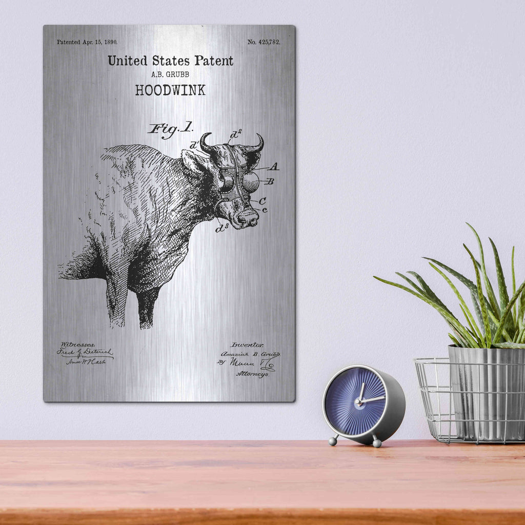 Luxe Metal Art 'Hoodwink Blueprint Patent White' Metal Wall Art,12x16