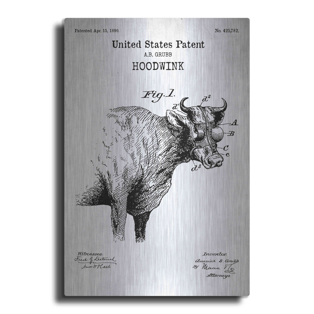 Luxe Metal Art 'Hoodwink Blueprint Patent White' Metal Wall Art
