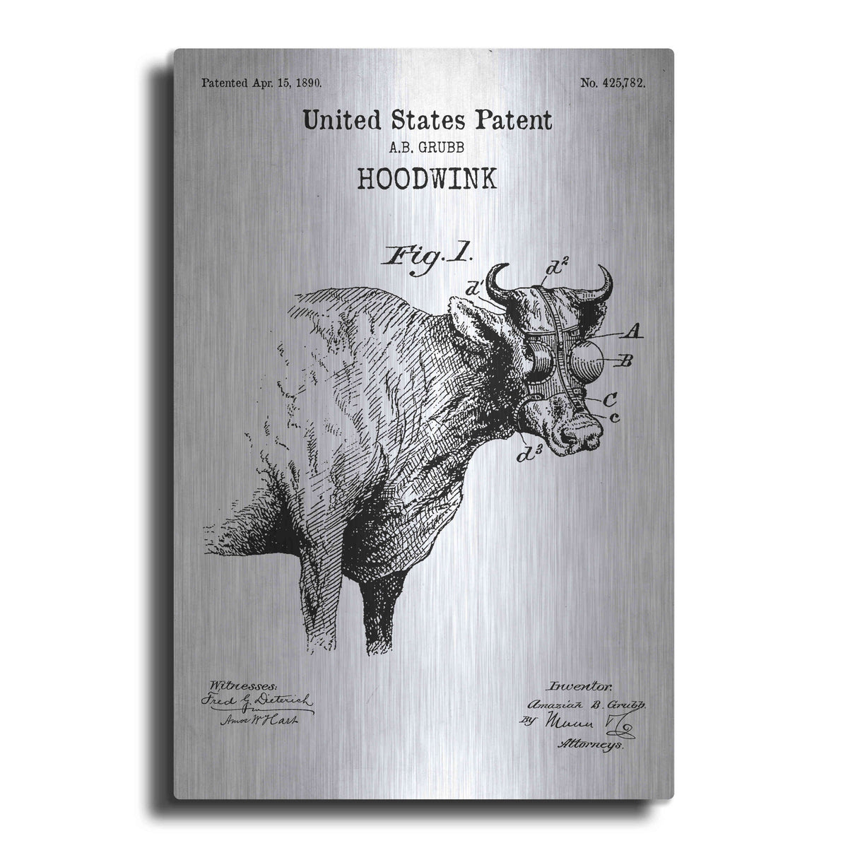 Luxe Metal Art 'Hoodwink Blueprint Patent White' Metal Wall Art