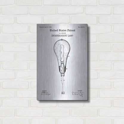 Luxe Metal Art 'Incandescent Lamp Blueprint Patent White' Acrylic Glass Wall Art,16x24