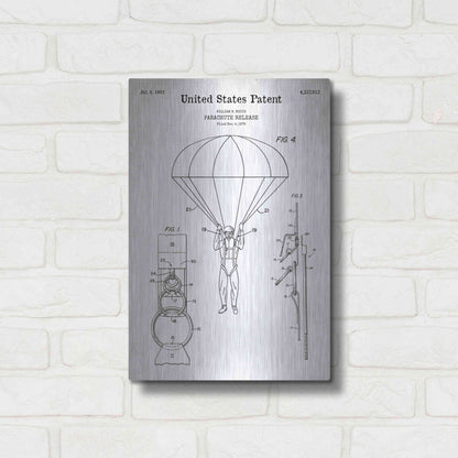 Luxe Metal Art 'Parachute Release Blueprint Patent White' Acrylic Glass Wall Art,12x16