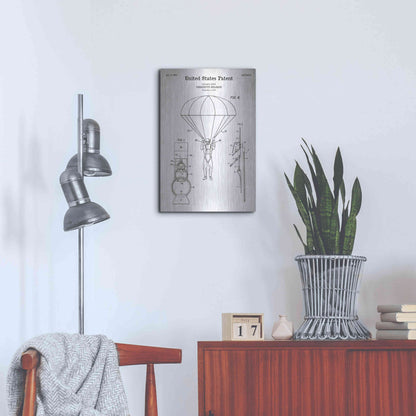 Luxe Metal Art 'Parachute Release Blueprint Patent White' Acrylic Glass Wall Art,16x24