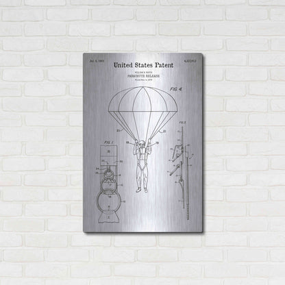 Luxe Metal Art 'Parachute Release Blueprint Patent White' Acrylic Glass Wall Art,24x36