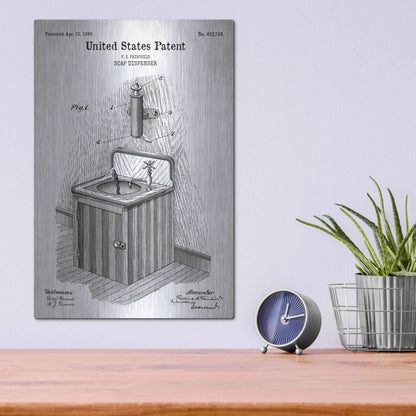 Luxe Metal Art 'Soap Dispenser Blueprint Patent White' Acrylic Glass Wall Art,12x16