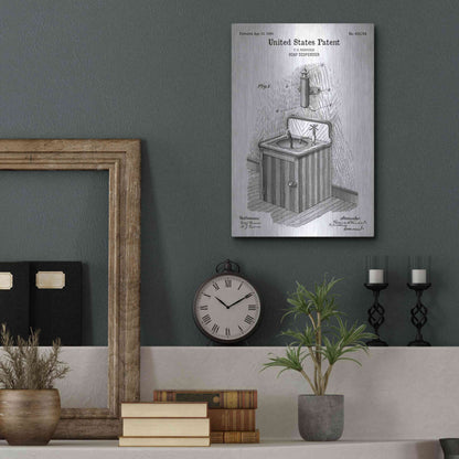 Luxe Metal Art 'Soap Dispenser Blueprint Patent White' Acrylic Glass Wall Art,12x16