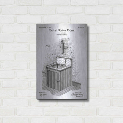 Luxe Metal Art 'Soap Dispenser Blueprint Patent White' Acrylic Glass Wall Art,16x24