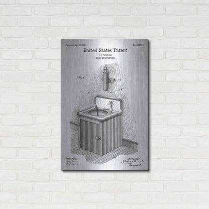 Luxe Metal Art 'Soap Dispenser Blueprint Patent White' Acrylic Glass Wall Art,24x36