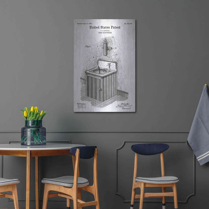 Luxe Metal Art 'Soap Dispenser Blueprint Patent White' Acrylic Glass Wall Art,24x36