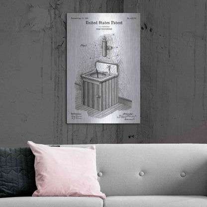 Luxe Metal Art 'Soap Dispenser Blueprint Patent White' Acrylic Glass Wall Art,24x36