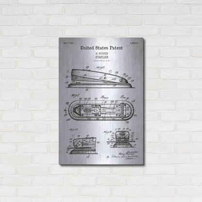 Luxe Metal Art 'Stapler Blueprint Patent White' Acrylic Glass Wall Art,24x36