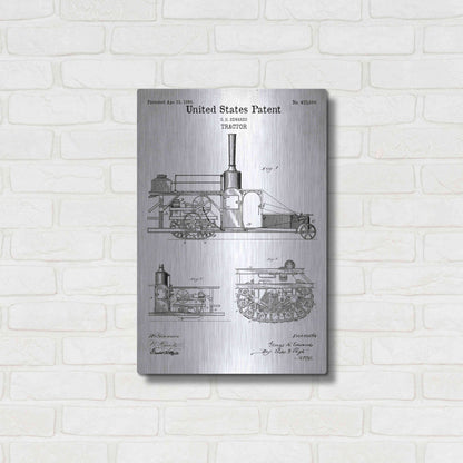 Luxe Metal Art 'Tractor Blueprint Patent White' Acrylic Glass Wall Art,16x24