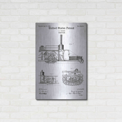 Luxe Metal Art 'Tractor Blueprint Patent White' Acrylic Glass Wall Art,24x36