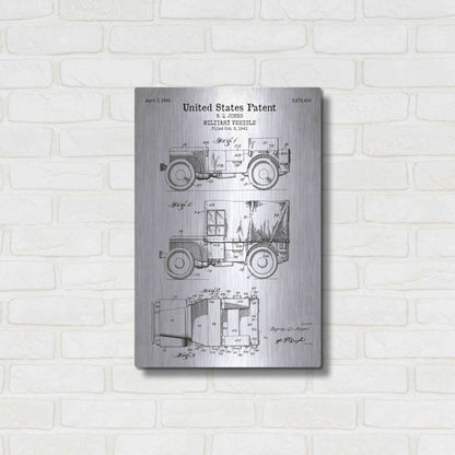 Luxe Metal Art 'Military Vehicle Blueprint Patent White' Acrylic Glass Wall Art,16x24