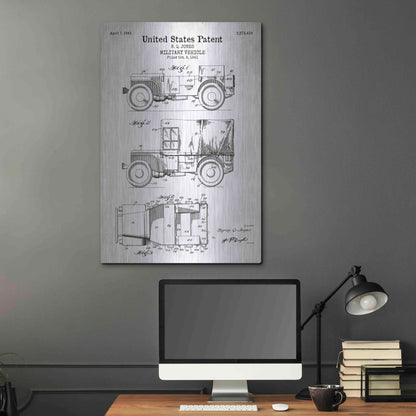 Luxe Metal Art 'Military Vehicle Blueprint Patent White' Acrylic Glass Wall Art,24x36