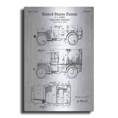 Luxe Metal Art 'Military Vehicle Blueprint Patent White' Acrylic Glass Wall Art