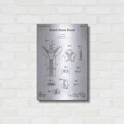 Luxe Metal Art 'Zipper Blueprint Patent White' Metal Wall Art,16x24