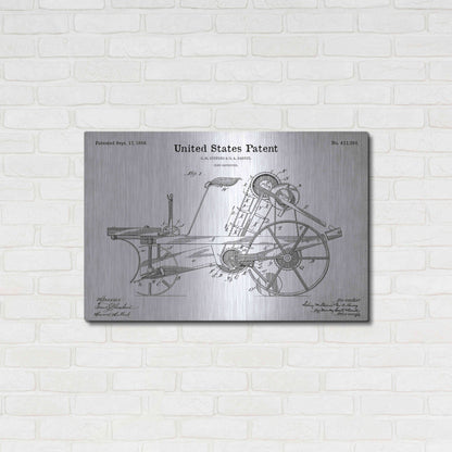 Luxe Metal Art 'Corn Harvester Blueprint Patent White' Metal Wall Art,36x24