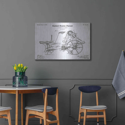 Luxe Metal Art 'Corn Harvester Blueprint Patent White' Metal Wall Art,36x24