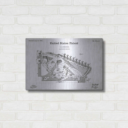 Luxe Metal Art 'Calculating Machine Blueprint Patent White' Metal Wall Art,24x16