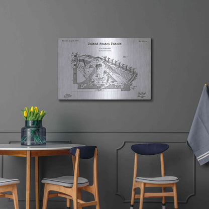 Luxe Metal Art 'Calculating Machine Blueprint Patent White' Metal Wall Art,36x24