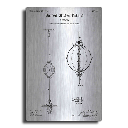 Luxe Metal Art 'Apparatus to Teach Boxing Blueprint Patent White' Metal Wall Art