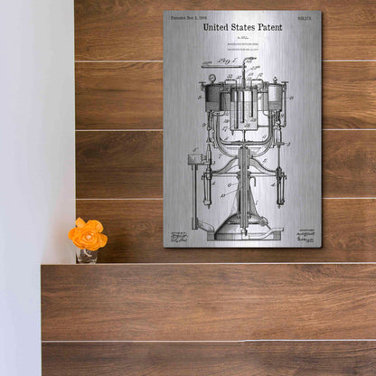 Luxe Metal Art 'Beer Bottling Machine Blueprint Patent White' Metal Wall Art,12x16