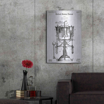 Luxe Metal Art 'Beer Bottling Machine Blueprint Patent White' Metal Wall Art,24x36