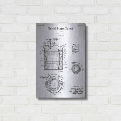 Luxe Metal Art 'Beer Container and Cooler Blueprint Patent White' Metal Wall Art,16x24