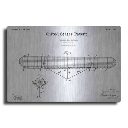 Luxe Metal Art 'Navigable Balloon Blueprint Patent White' Metal Wall Art