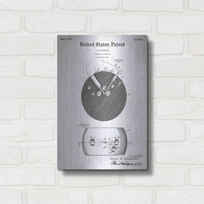 Luxe Metal Art 'Bowling Ball Finger Grip Blueprint Patent White' Metal Wall Art,12x16