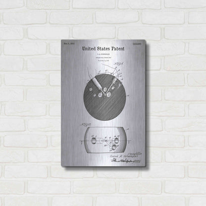 Luxe Metal Art 'Bowling Ball Finger Grip Blueprint Patent White' Metal Wall Art,16x24