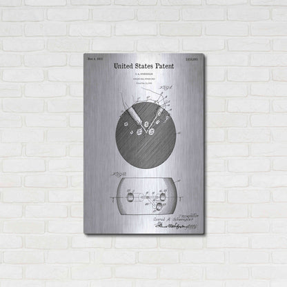 Luxe Metal Art 'Bowling Ball Finger Grip Blueprint Patent White' Metal Wall Art,24x36