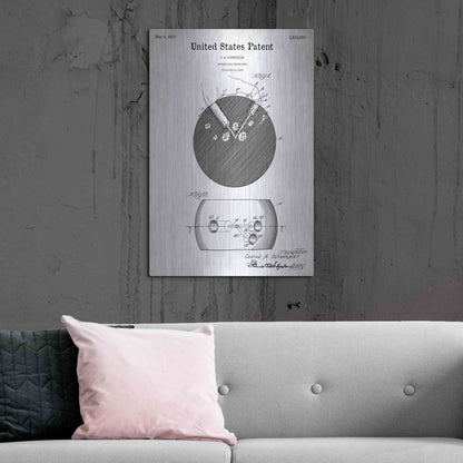 Luxe Metal Art 'Bowling Ball Finger Grip Blueprint Patent White' Metal Wall Art,24x36