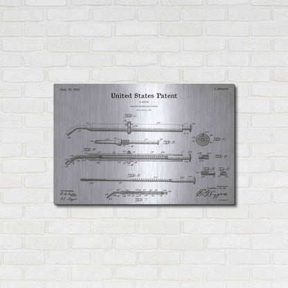 Luxe Metal Art 'Amalgam-Dentist Equipment Blueprint Patent White' Metal Wall Art,36x24